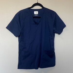 Cherokee Luxe Sport V-Neck Scrub Top Navy Blue